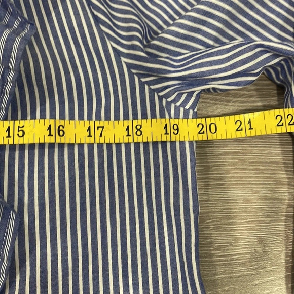 Mossimo Supply Co. ruffled striped long sleeve top blue and white L - Picture 10 of 16